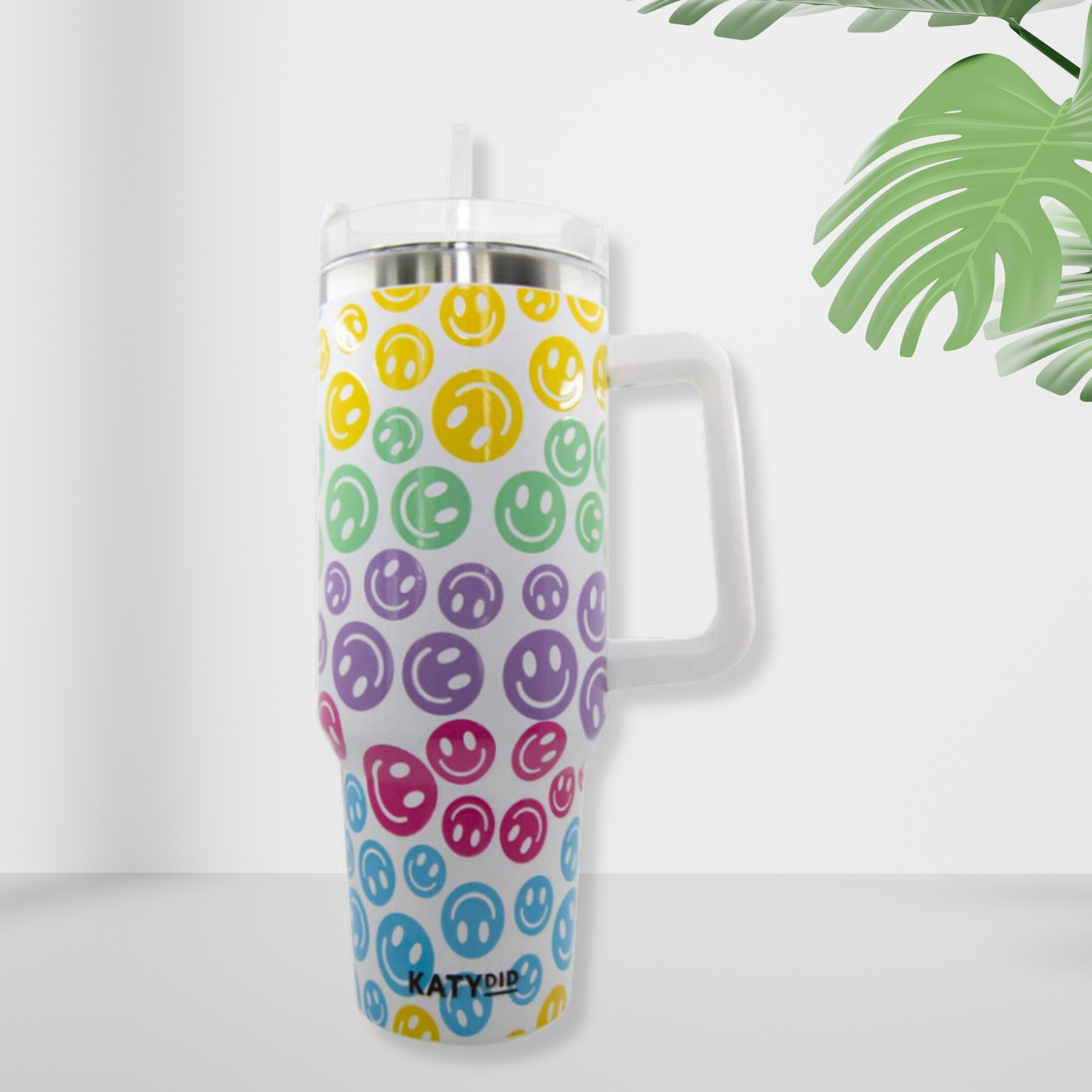 Pastel Happy Face Tumbler Cup with Handle