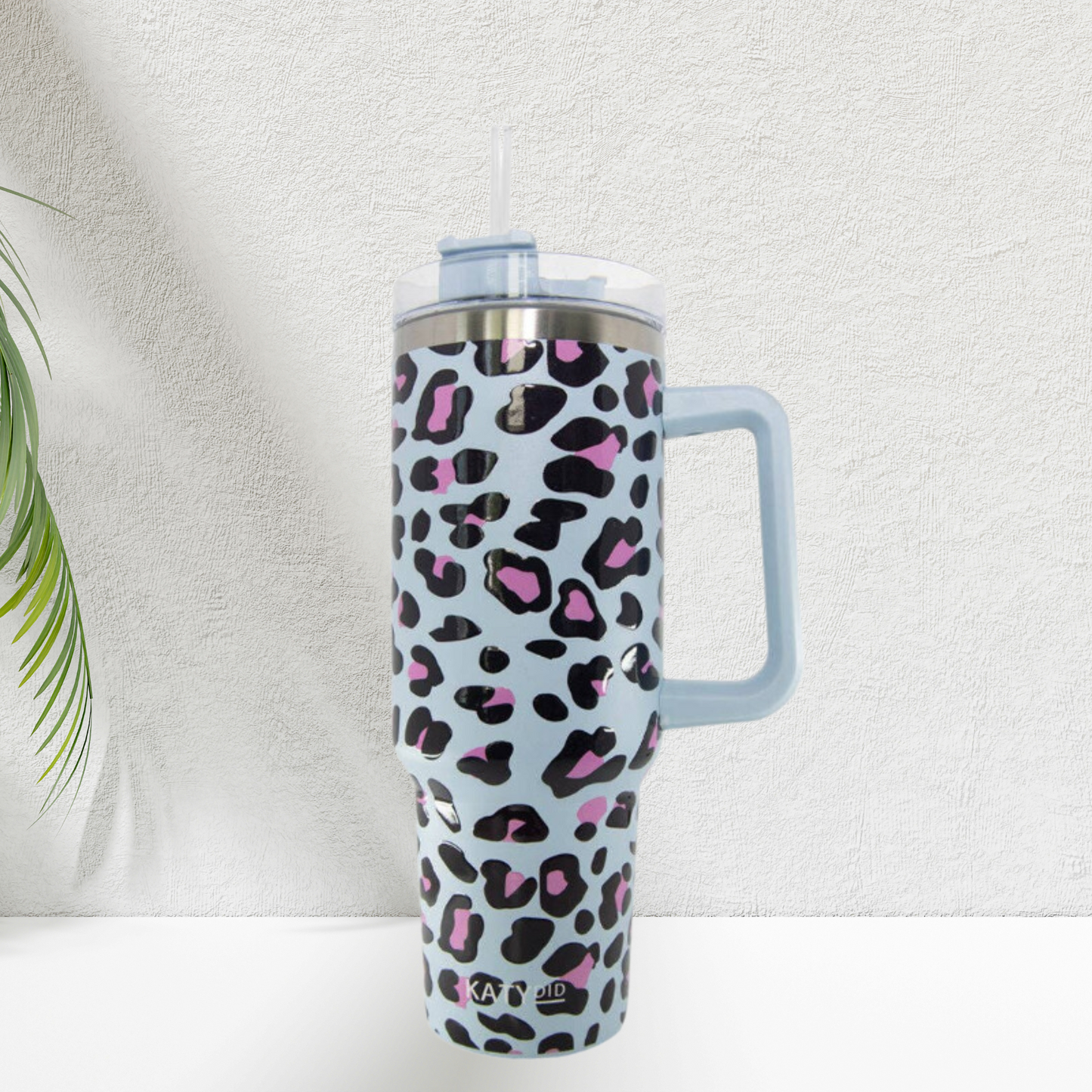 Blue Leopard 40oz Tumbler Cup with Handle