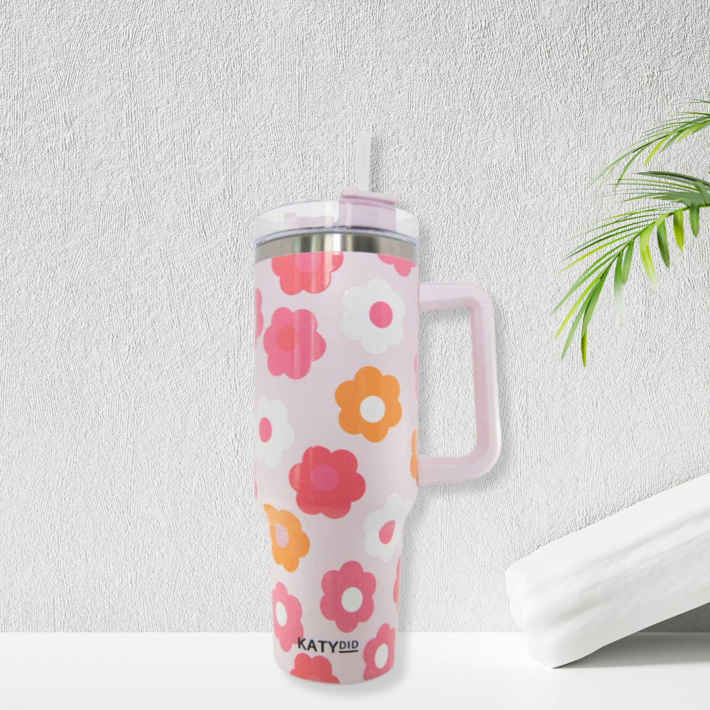 Groovy Flowers 40oz Tumbler Cup with Handle