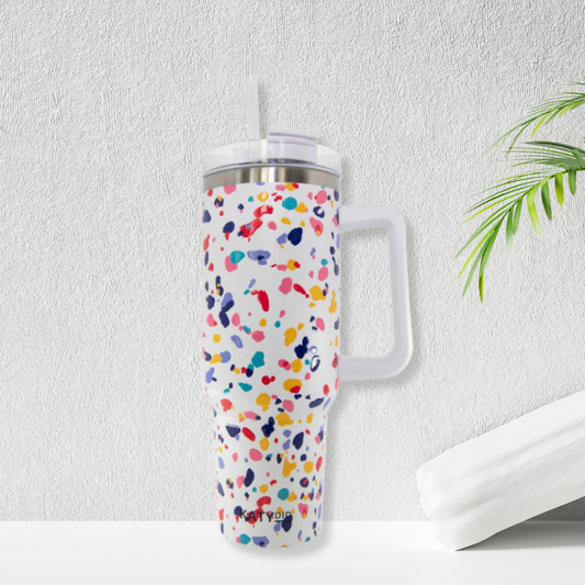 Confetti Print Tumbler Cup with Handle