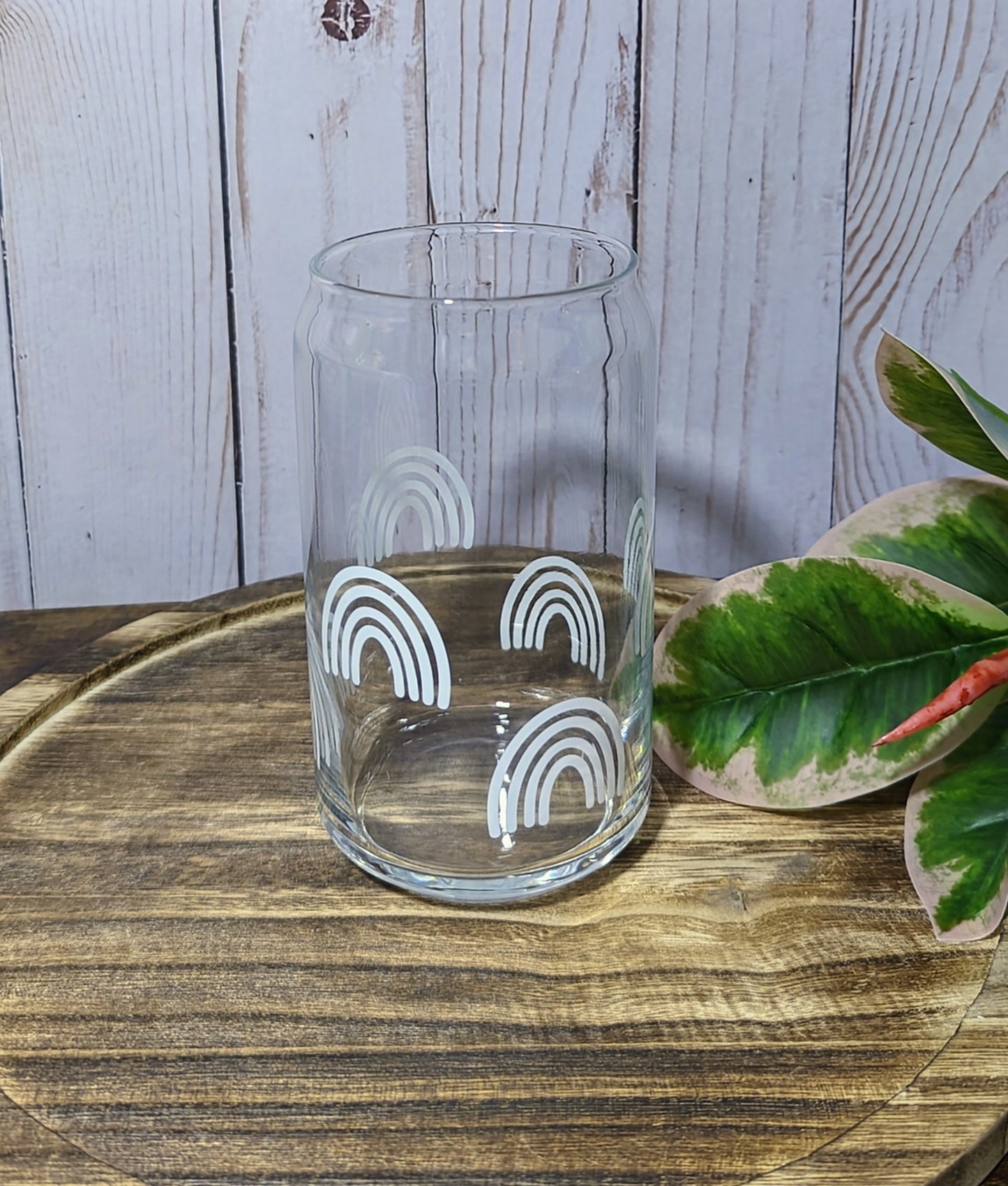 Rainbow 16 oz Can Glass Cup (Dishwasher Safe)