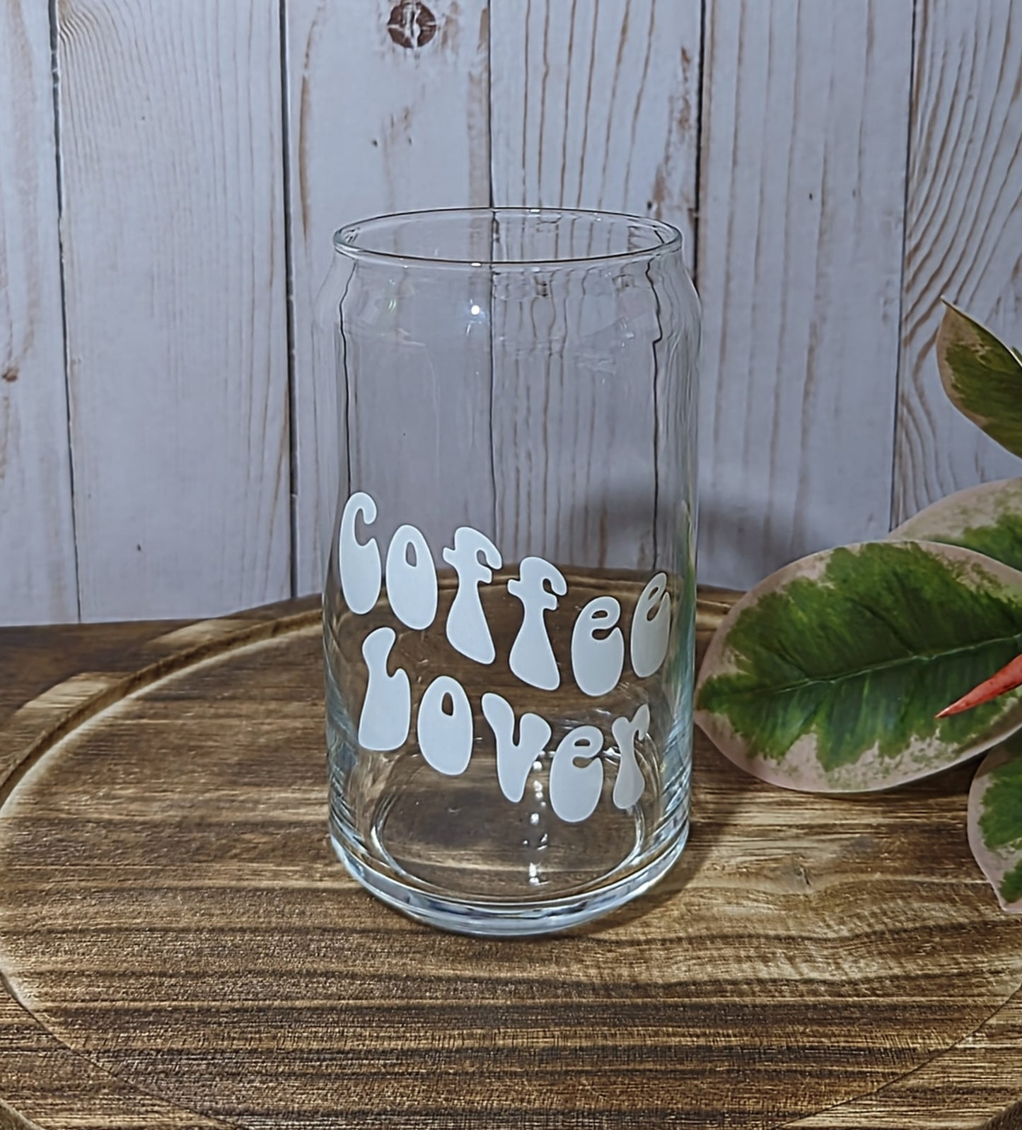 White Coffee Lover 16 oz Can Glass Cup (Dishwasher Safe)