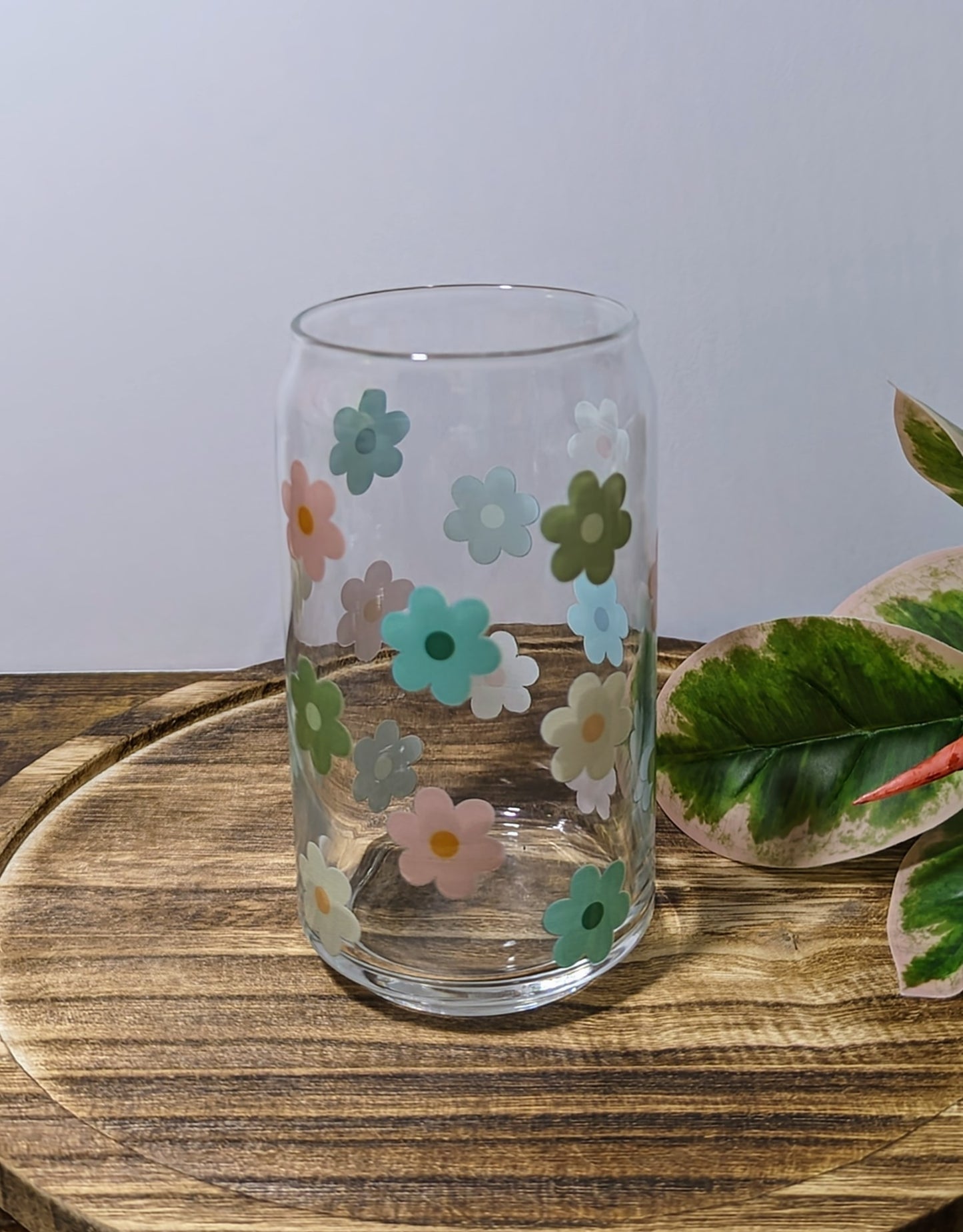 Beach Daisy 16 oz Can Glass Cup (Dishwasher Safe)