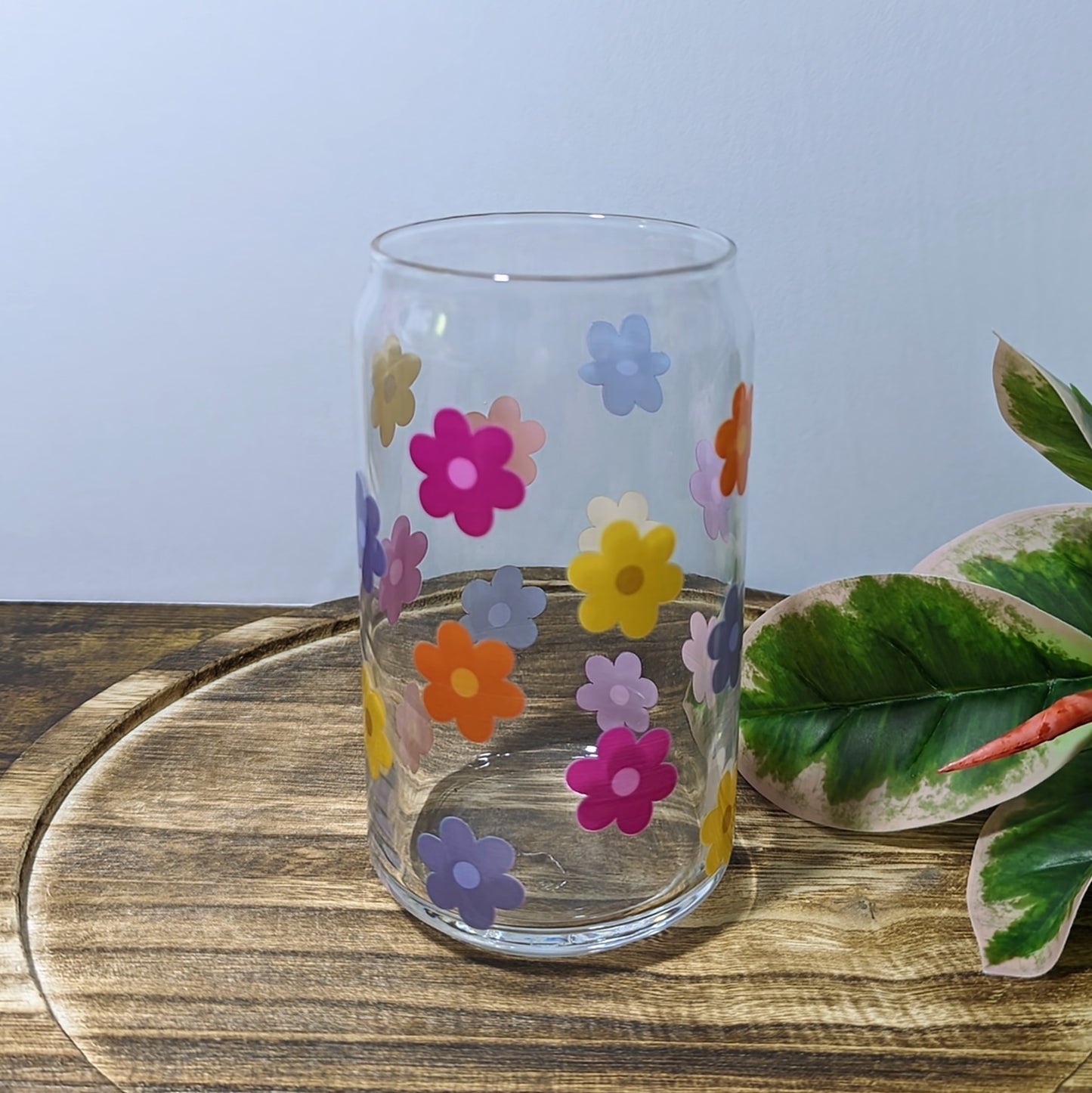 Lemonade Daisy 16 oz Can Glass Cup (Dishwasher Safe)