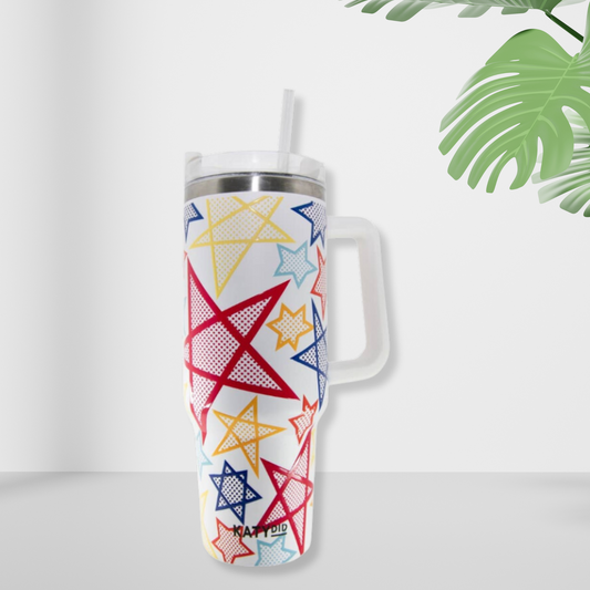 Rainbow Stars Tumbler Cup with Handle