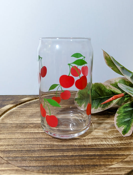 Cherry 16 oz Can Glass Cup (Dishwasher Safe)