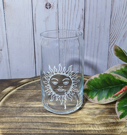 Sun 16 oz Can Glass Cup (Dishwasher Safe)