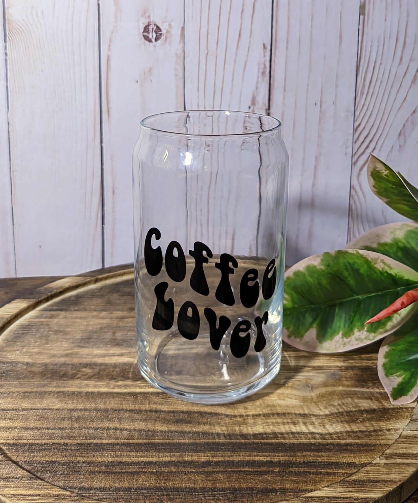 Black Coffee Lover 16 oz Can Glass Cup (Dishwasher Safe)